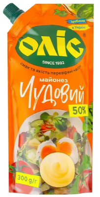 Майонез Оліс Чудовий 50% 300 г